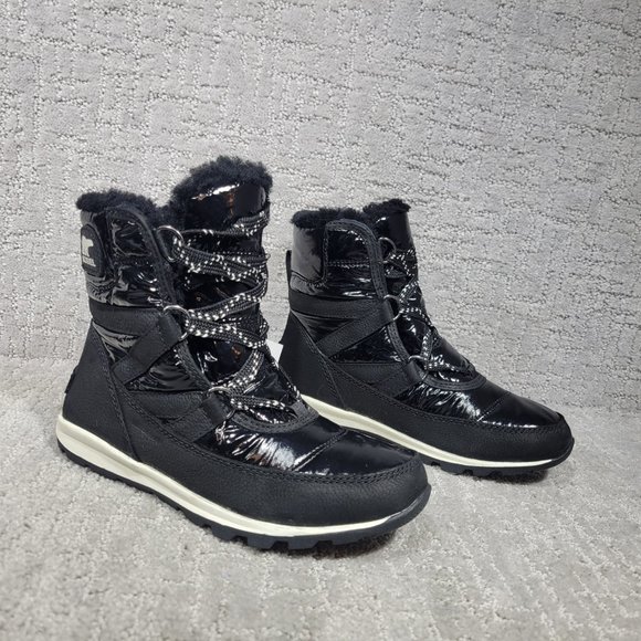 Sorel Whitney Womens Size 5.5 Black Patent Leather Lace Up Snow Boots. NEW - Picture 7 of 10